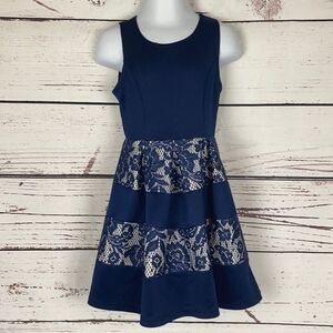 WRAPPER Navy Blue Floral Dress
